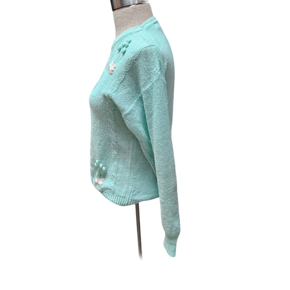 Vintage Pullover Mint Green Sweater Butterflies Size S Fantastik Cottagecore - Picture 4 of 11